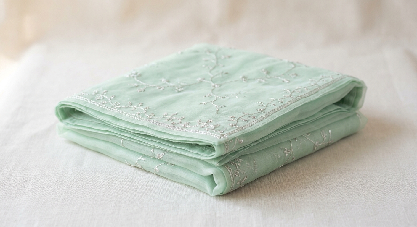 Pastel Mint Organza Saree