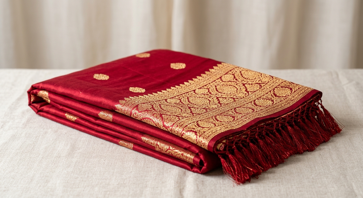 Crimson Red Banarasi Silk